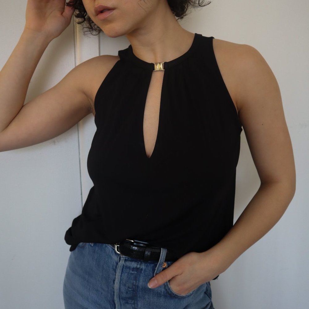 H&M Black Sleeveless Tank Key Hole Blouse XS